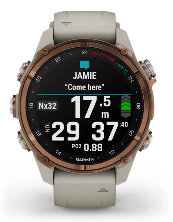 Descent™ Mk3i – 43 mm, Bronze PVD titanium with French grey silicone band