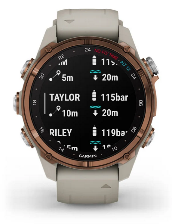 Descent™ Mk3i – 43 mm, Bronze PVD titanium with French grey silicone band