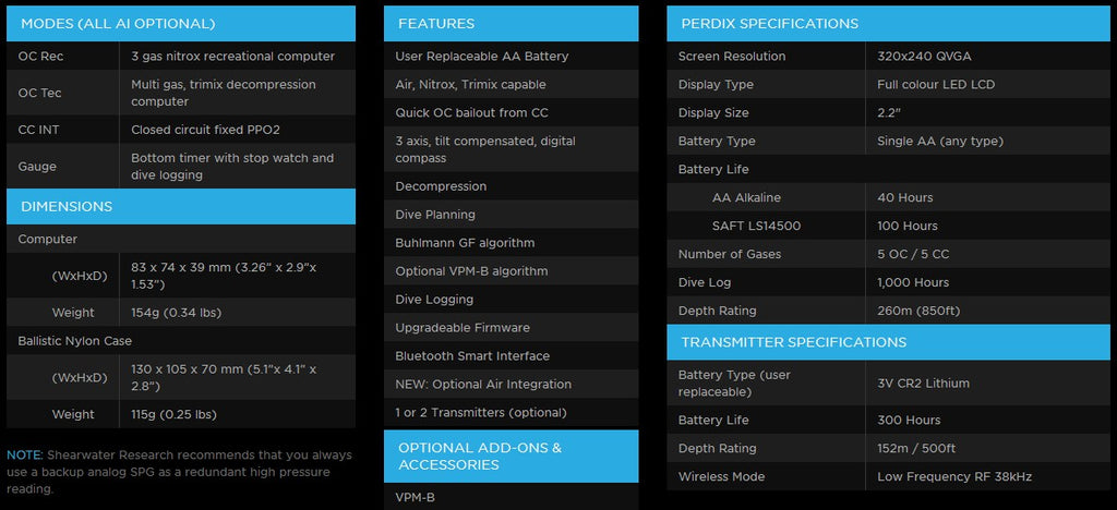 Shearwater Perdix 2 Titanium AI