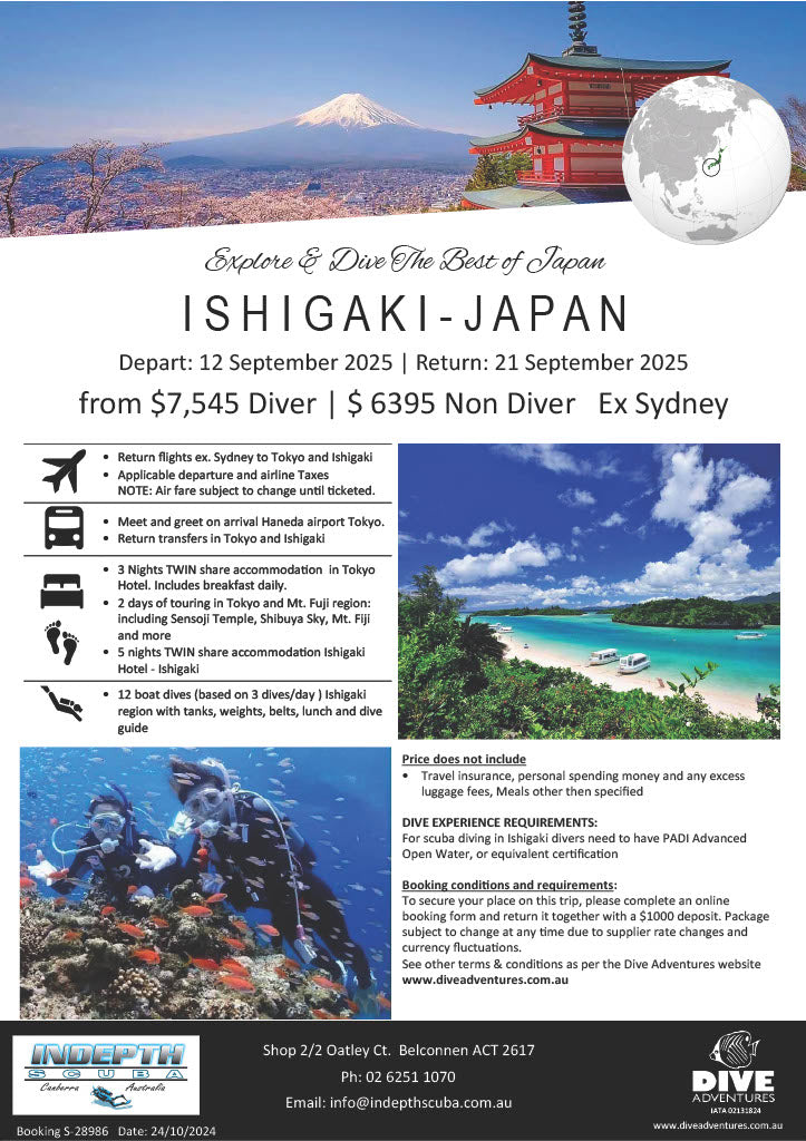Dive Ishigaki, Japan - 12th to 21st September 2025 - deposit payment