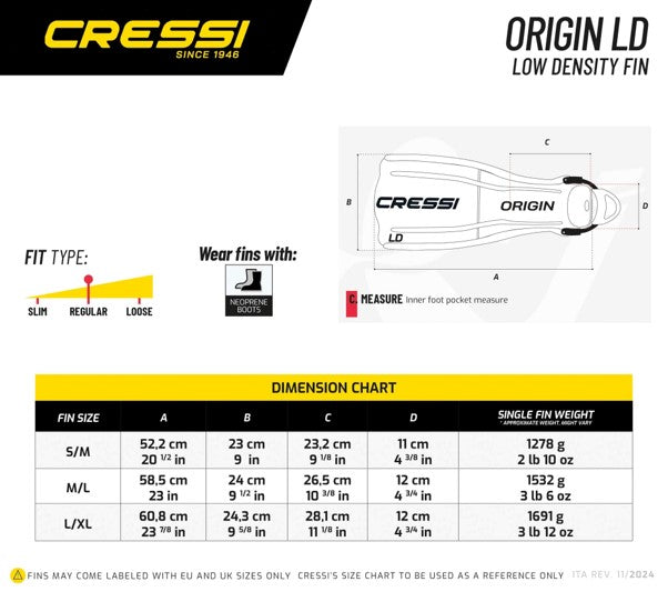 Origin LD Open Heel Fins