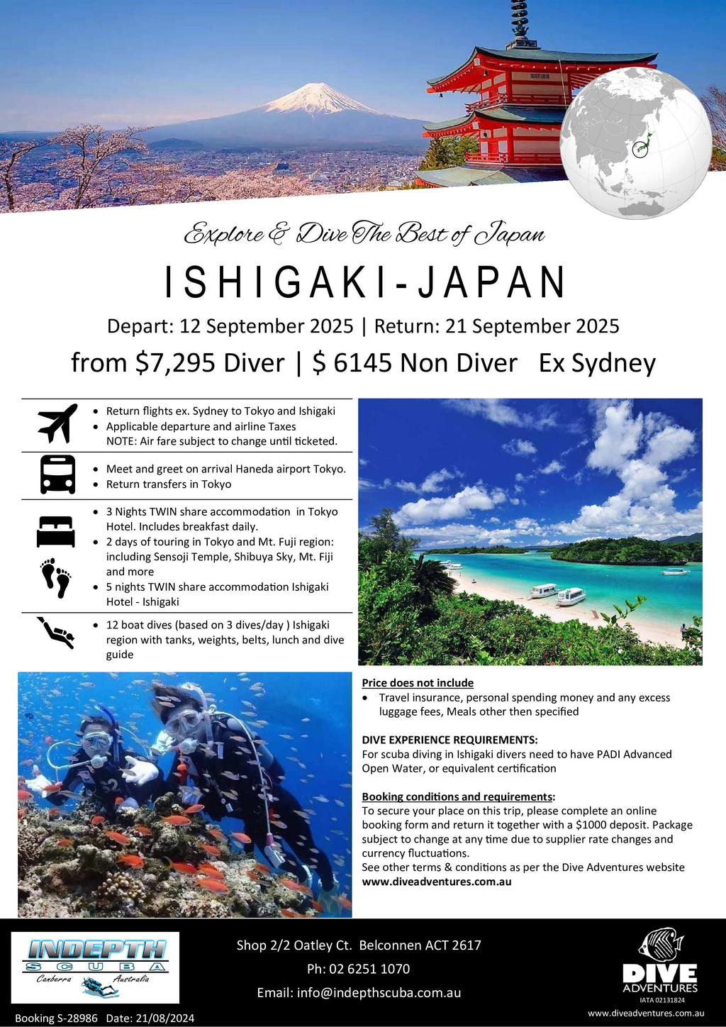 Dive Ishigaki, Japan - 12th to 21st September 2025 - deposit payment