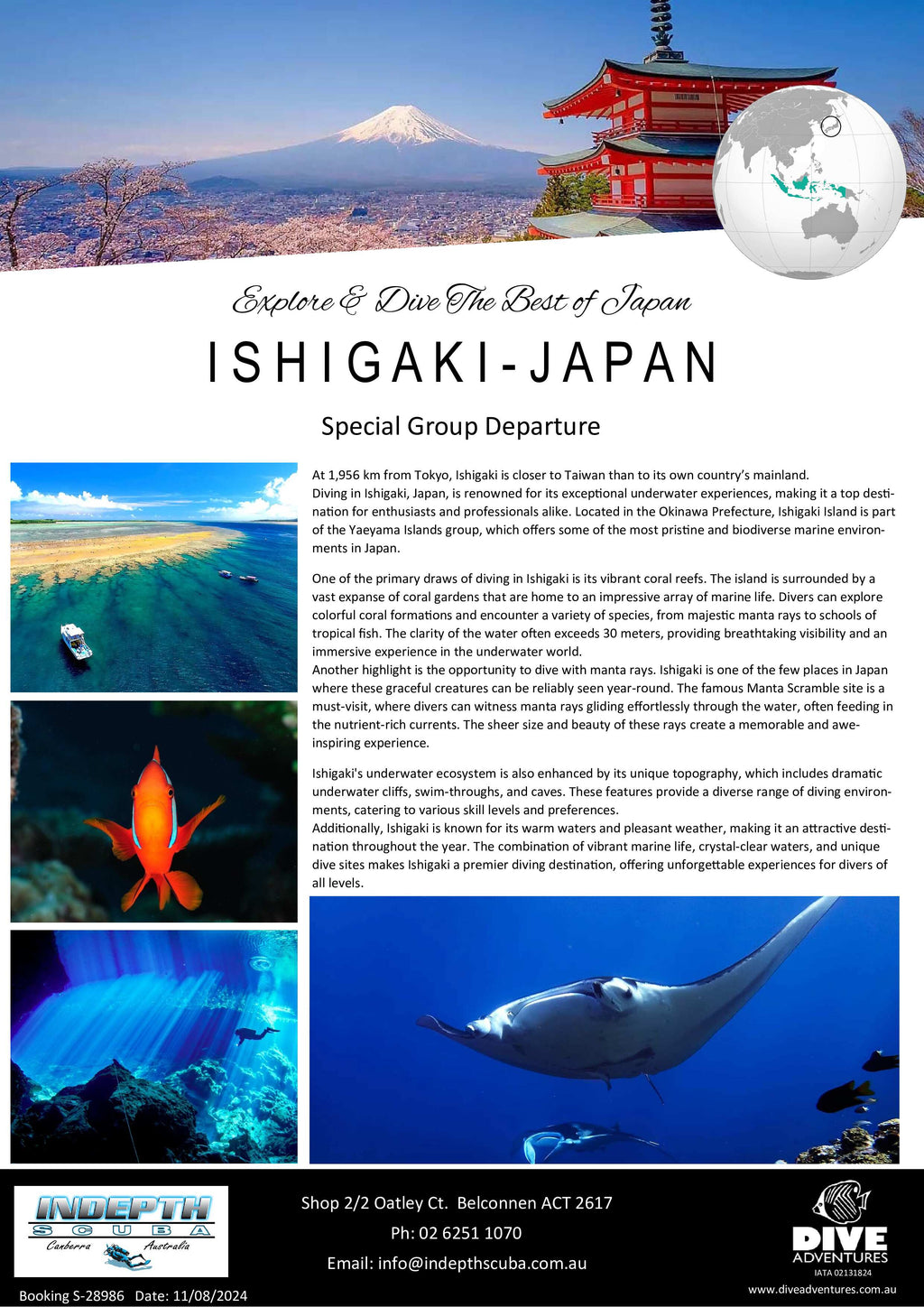 Dive Ishigaki, Japan - 12th to 21st September 2025 - deposit payment