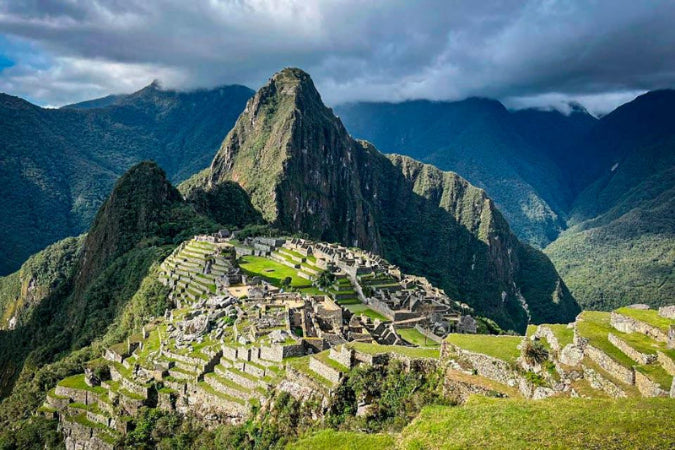 Machu Picchu with mountains in the background